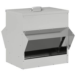 vidaXL Chicken Feeder Silver 40.5 x 45 x 41 cm Galvanised Steel
