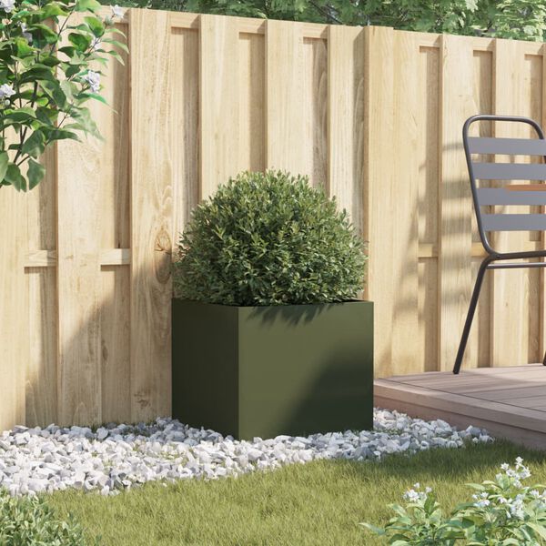 vidaXL Planter Olive Green 42x40x39 cm Steel