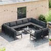 vidaXL Garden Sofa Set with Cushion 11 pcs Black Steel