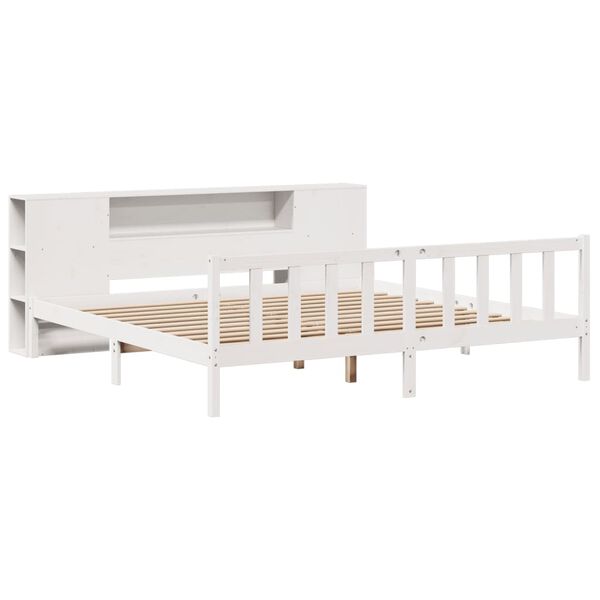 vidaXL Bookcase Bed without Mattress White 200x200 cm Solid Wood Pine