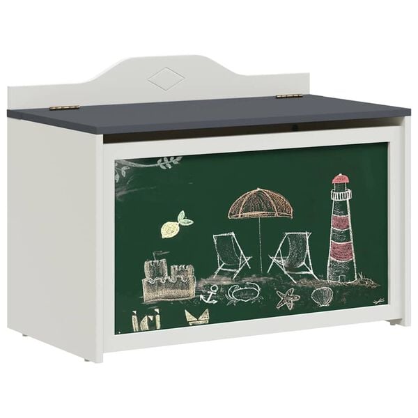 vidaXL Box with Storage and Chalkboard Front ROROS Grey and White