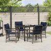 vidaXL Garden Dining Set with Cushion 5 pcs Grey and Black Rattan