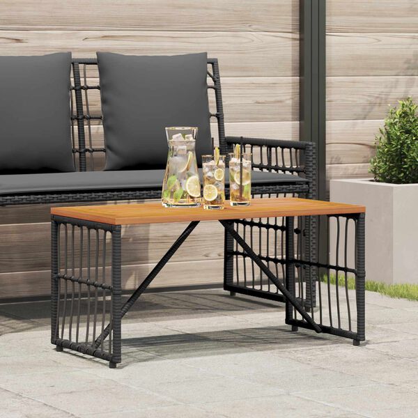 vidaXL Outdoor Table Black 80 x 40 x 40 cm Steel and Poly Rattan
