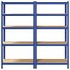 vidaXL 5-Layer Storage Shelves 2 pcs Blue Steel&Engineered Wood