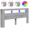vidaXL LED Headboard Grey Sonoma 200x18,5x103,5 cm Engineered Wood