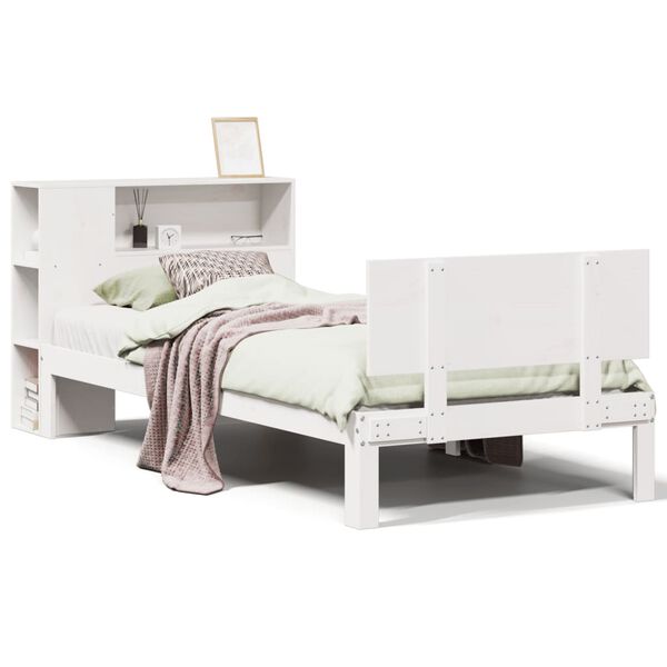 vidaXL Bookcase Bed without Mattress White 100x200cm Solid Wood Pine
