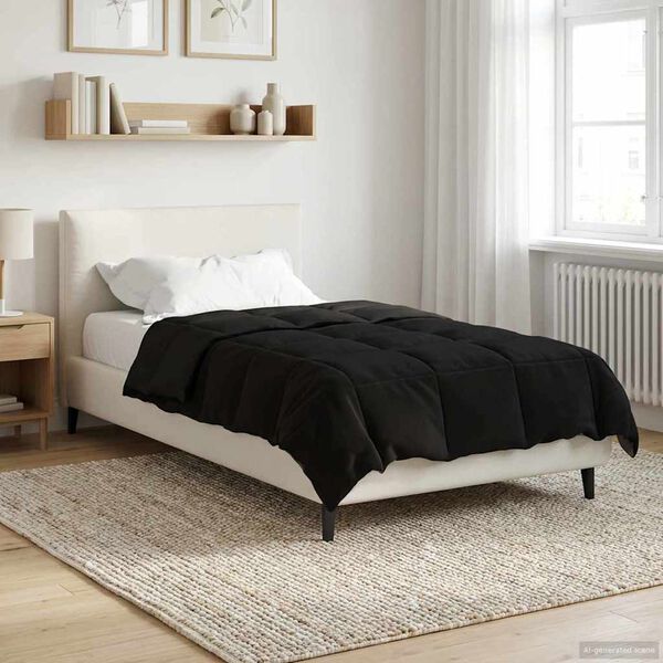 vidaXL Winter Duvet Quilted Black 155 x 220 cm Microfiber