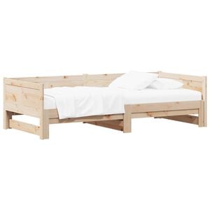 vidaXL Pull-out Day Bed Natural 180 x 200 cm Solid Pine Wood