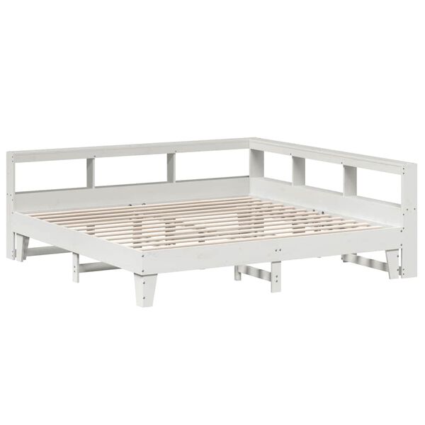 vidaXL Bookcase Bed without Mattress White 200x200cm Solid Wood Pine