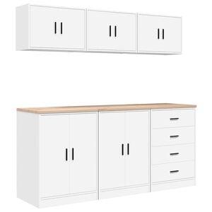 vidaXL Garage Cabinets 6 pcs White Engineered Wood