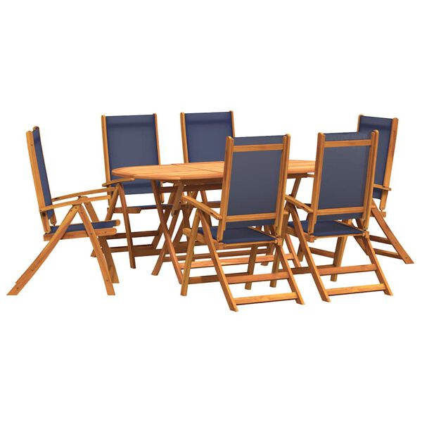 vidaXL 9 Piece Garden Dining Set Solid Wood Acacia and Textilene
