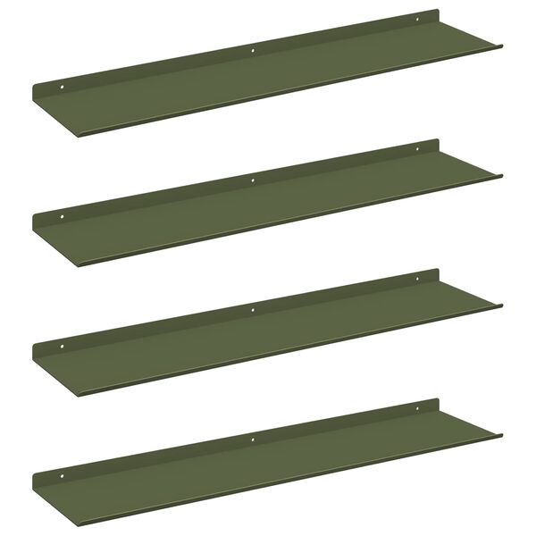 vidaXL Floating Shelf 4 pcs Olive Green 80 x 18 x 2.5 cm Steel
