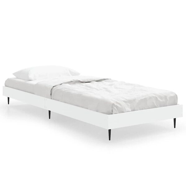 vidaXL Bed Frame without Mattress White 75x190 cm Small Single Engineered Wood