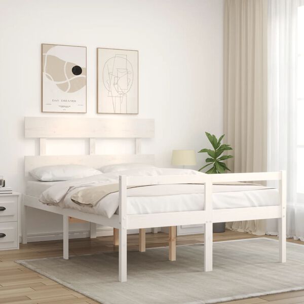 vidaXL Senior Bed without Mattress White Small Double Solid Wood