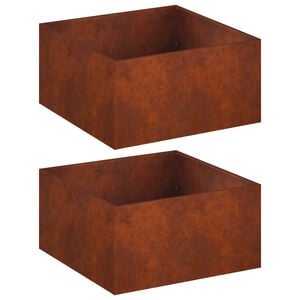 vidaXL Garden Planter 2 pcs Rusty 60 x 60 x 40 cm Weathering Steel