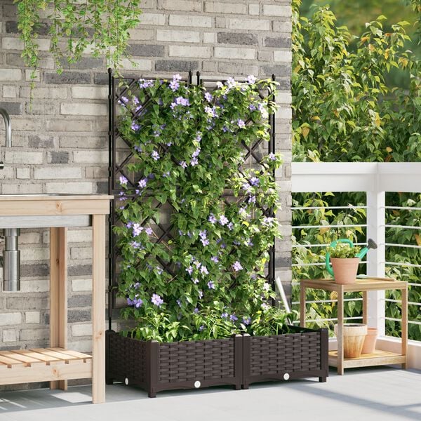 vidaXL Garden Planter 2 pcs Brown 80 x 40 x 125.5 cm Steel