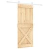 vidaXL Sliding Door Natural and White 100 x 210 cm Solid Pine Wood