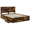 vidaXL Bed Frame with Headboard Smoked Oak 150 x 200 cm Engineer Wood