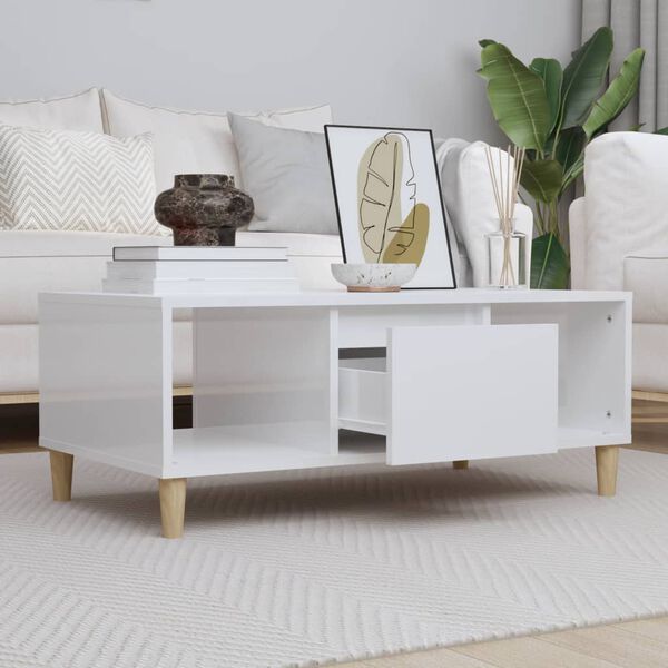 vidaXL Coffee Table High Gloss White 90x50x36,5 cm Engineered Wood