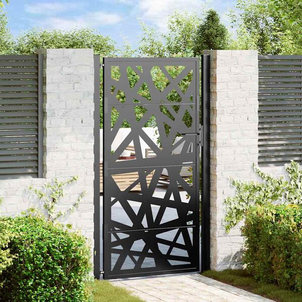 vidaXL Garden Gate Black 100x175 cm Steel Light Design