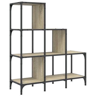 vidaXL Bookcase Sonoma Oak 92x30x102 cm Engineered Wood and Metal