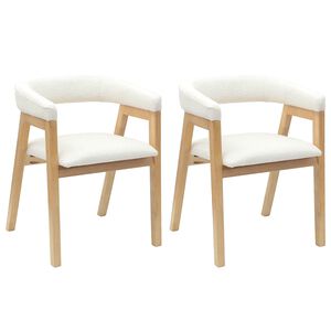 vidaXL Dining Chairs 2 pcs Natural 54 x 57 x 73 cm Solid Rubber Wood