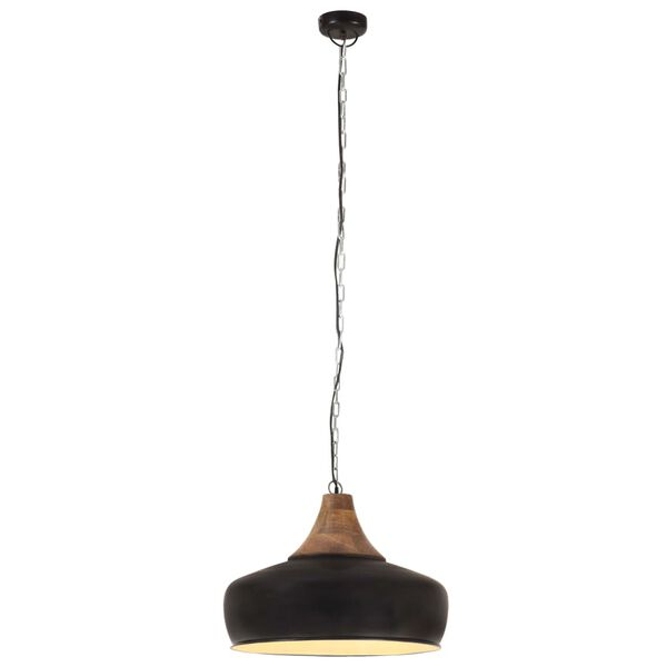 vidaXL Industrial Hanging Lamp Black Iron & Solid Wood 35 cm E27