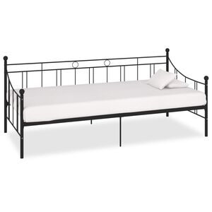 vidaXL DayBed Frame without Mattress Black Metal 90x200 cm