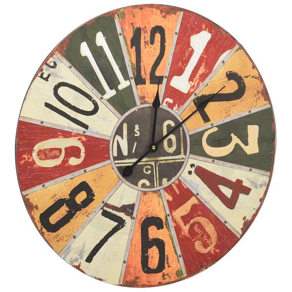 vidaXL Wall Clock Multicolour 60 cm MDF