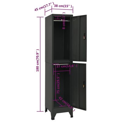 vidaXL Locker Cabinet Anthracite 38x45x180 cm Steel