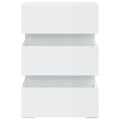vidaXL LED Bedside Cabinet High Gloss White 45x35x67 cm Engineered Wood