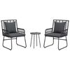vidaXL Garden Dining Set 3 pcs Black and Anthracite Poly rattan, steel