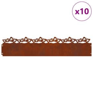 vidaXL Lawn Edgings 10 pcs Rusty 103 x 0.05 x 22 cm Weathering Steel