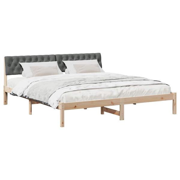 vidaXL Bed frame Brown and dark grey 180 x 200 cm Solid pine wood