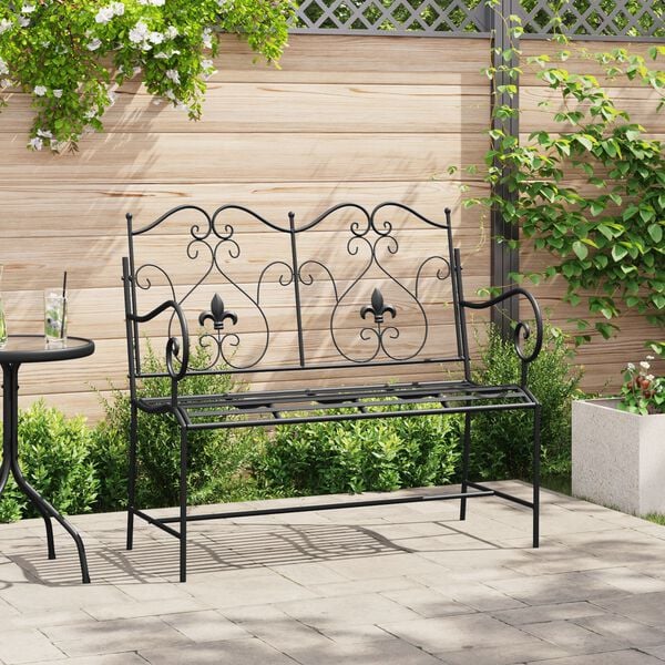 vidaXL Garden Bench Black 104 x 54 x 93cm Steel