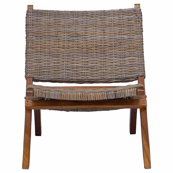 vidaXL Relaxing Chair Natural Kubu Rattan and Solid Mahogany Wood