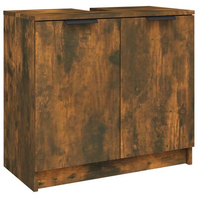 vidaXL Bathroom Cabinet Smoked Oak 64.5x33.5x59 cm Engineered Wood