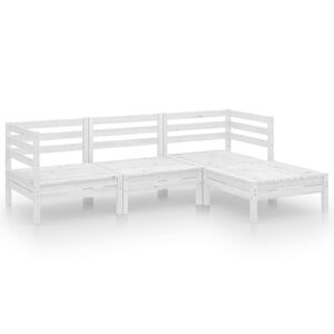 vidaXL 4 Piece Garden Lounge Set Solid Pinewood White