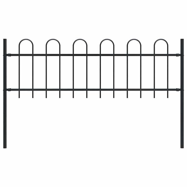 vidaXL Garden Fence Boxtel with Hoop Top Steel 181x60 cm Black