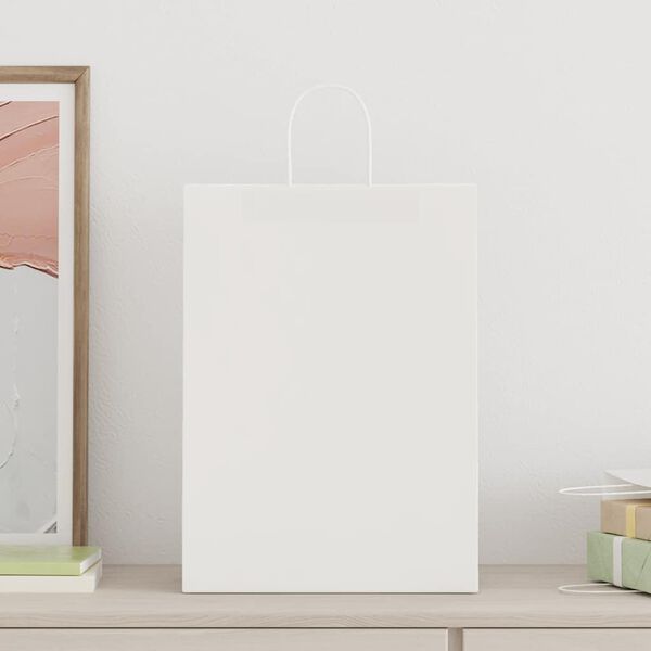 vidaXL Paper Bags 50 pcs with Handles White 32x17x44 cm