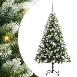 vidaXL Artificial Hinged Christmas Tree with Flocked Snow 150 LEDs