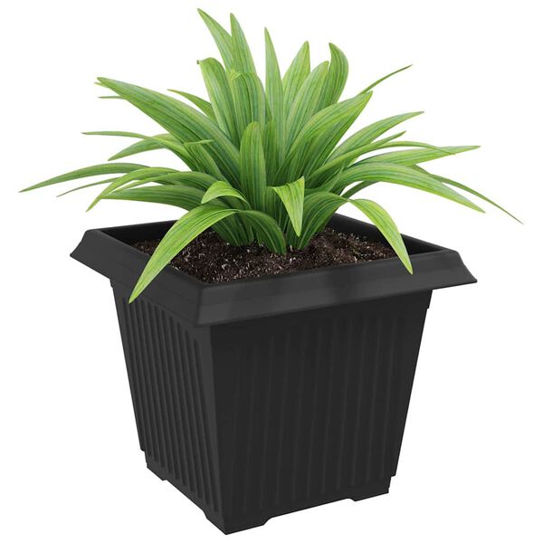 vidaXL Square Flower Pot 24 pcs Black 33 x 33 x 26 cm Plastic
