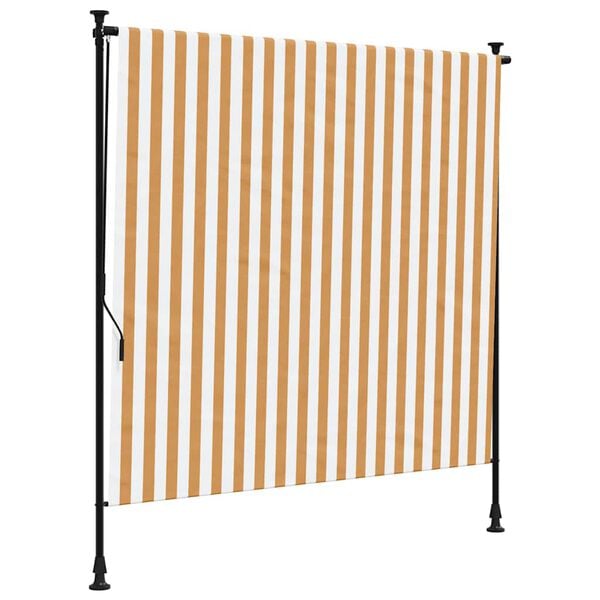 vidaXL Outdoor Roller Blind Orange and White 200x270 cm Fabric&Steel