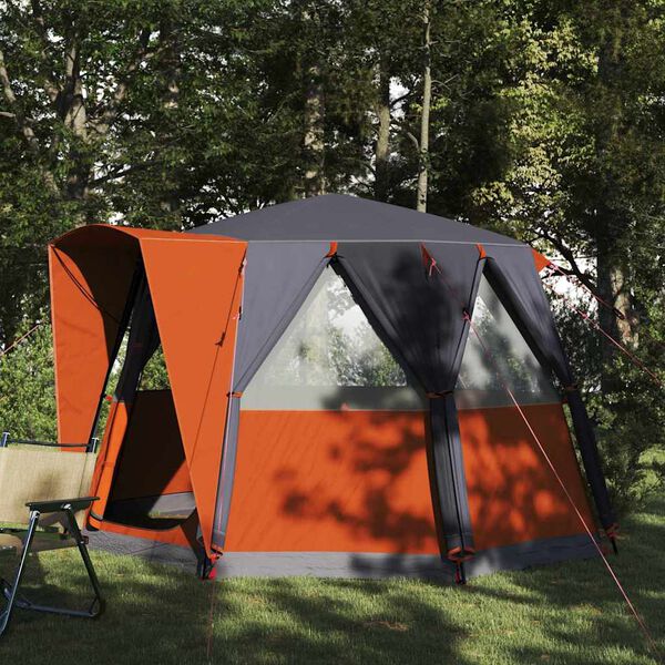 vidaXL Cabin Tent with Roof Grey and Orange 320 x 320 x 203 cm