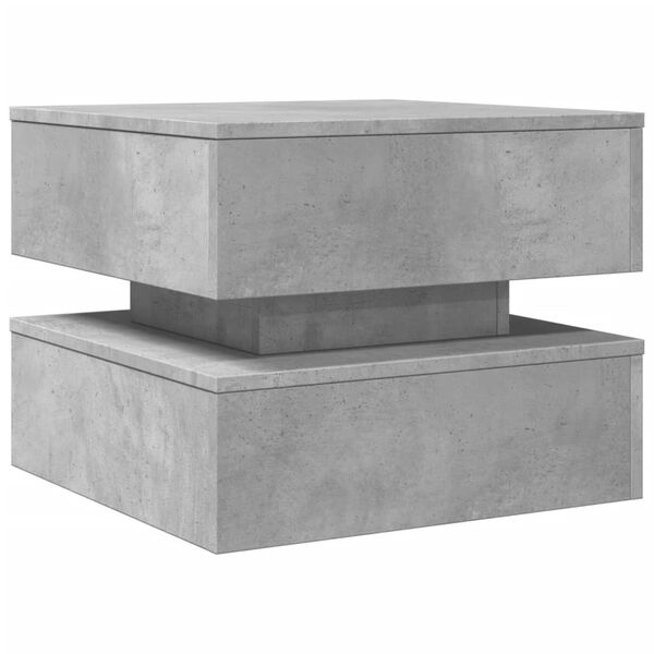 vidaXL Coffee Table with LED Lights Concrete Grey 50x50x40 cm