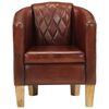 vidaXL Tub Chair Brown Real Leather