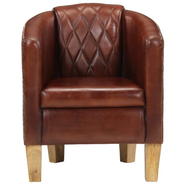 vidaXL Tub Chair Brown Real Leather