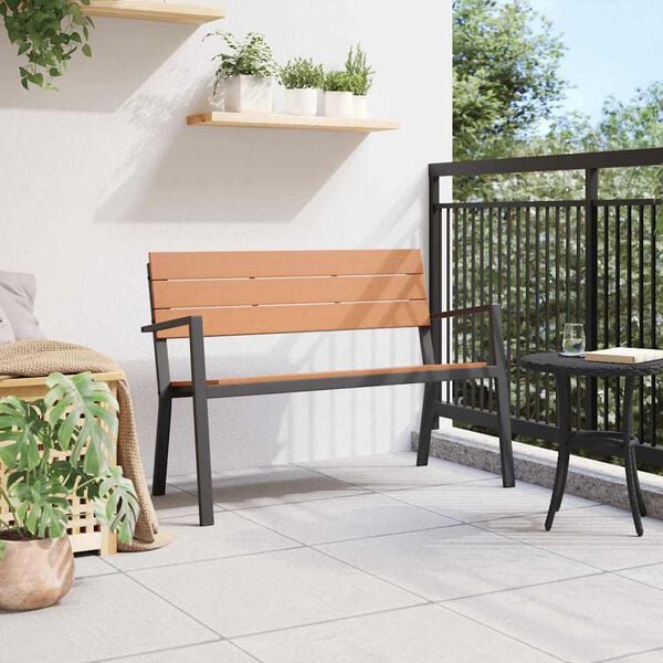 vidaXL Garden Bench Brown 118 x 54 x 77cm Steel