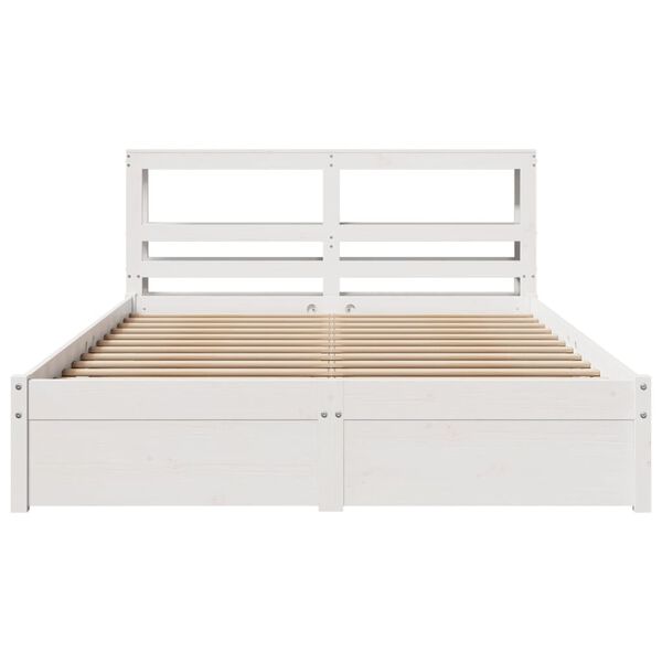 vidaXL Bed Frame with Headboard without Mattress White 150x200 cm King Size