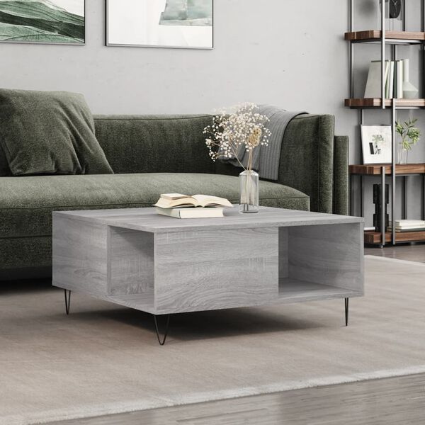 vidaXL Coffee Table Grey Sonoma 80x80x36.5 cm Engineered Wood